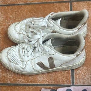 Veja White and Gold Women's Sneakers